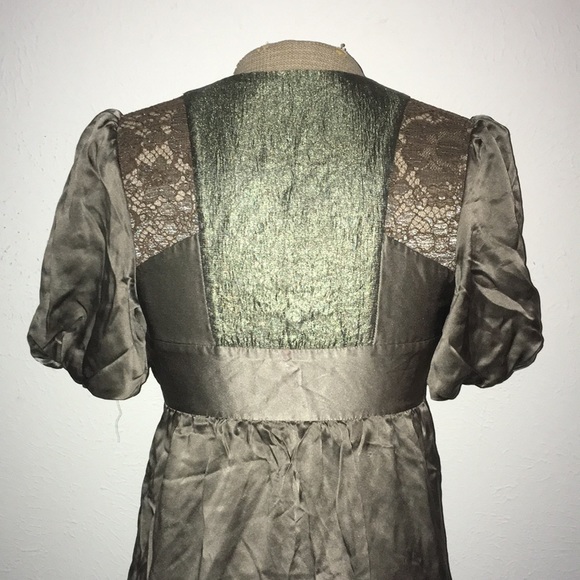 SCARCE VTG Y2K DEVELOPMENT BY ERICA DAVIES SILK LACED TRIMMED PLEATED DRESS SZ 2 - Picture 5 of 7